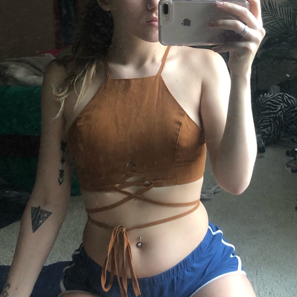 suede crop top